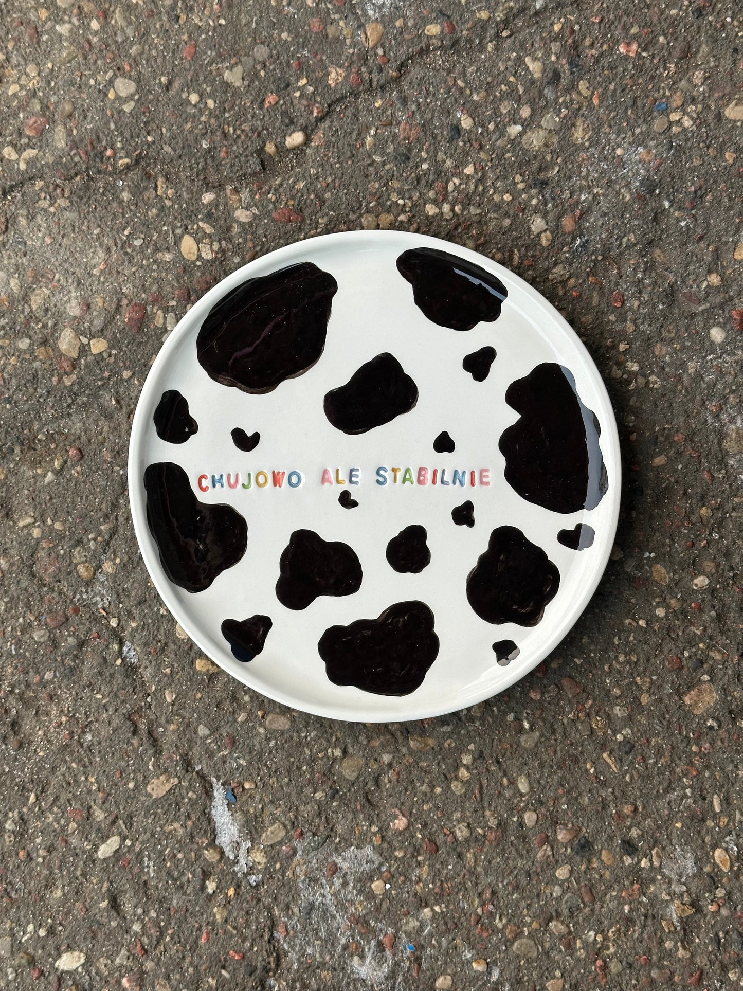 Talerz ceramiczny płaski "chujowo ale stabilnie"