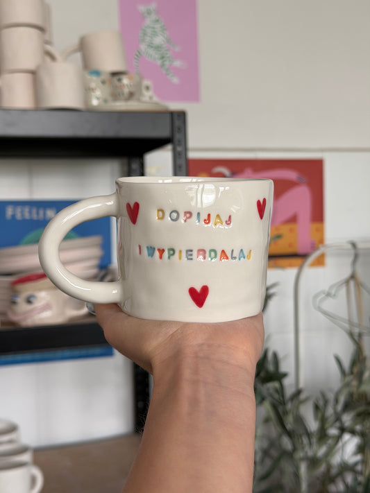 Kubek L "dopijaj i wypierdalaj"