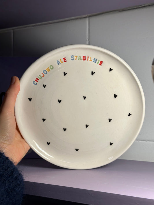 Talerz ceramiczny płaski "chujowo ale stabilnie"