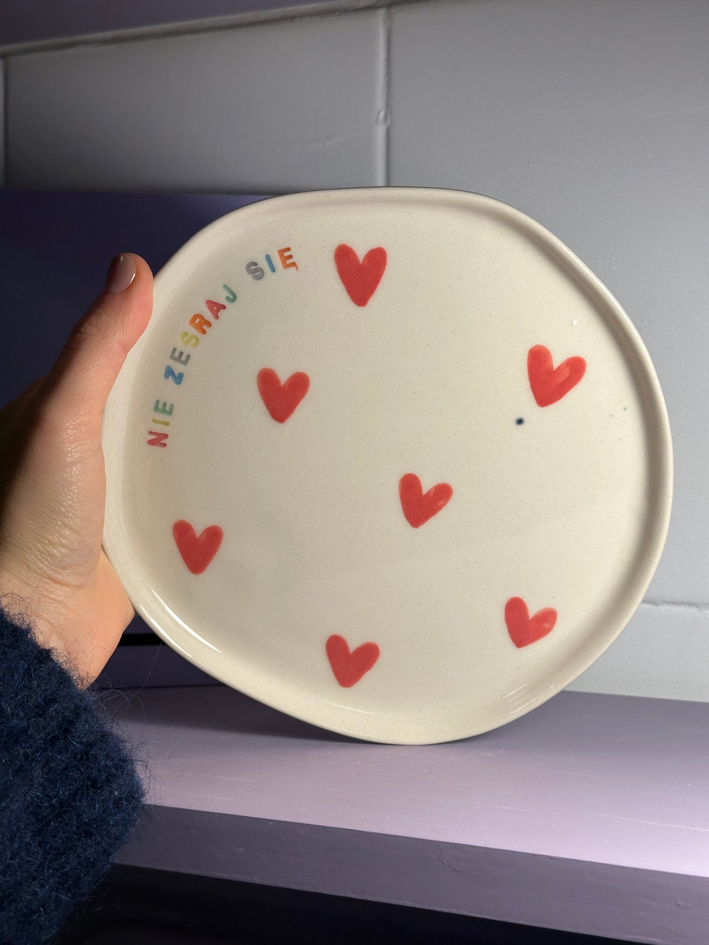 Talerz ceramiczny płaski "nie zesraj się"