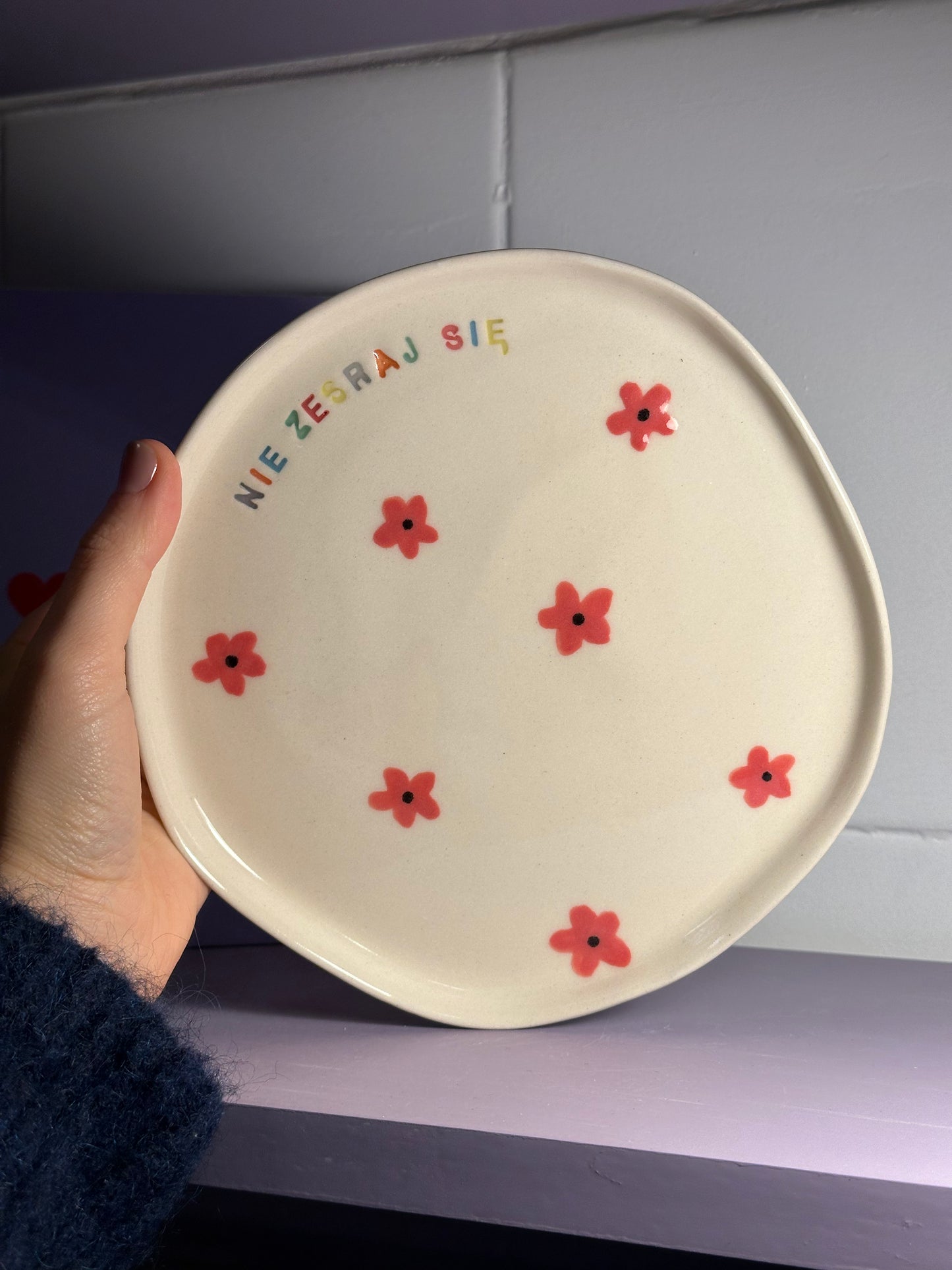 Talerz ceramiczny płaski "nie zesraj się"